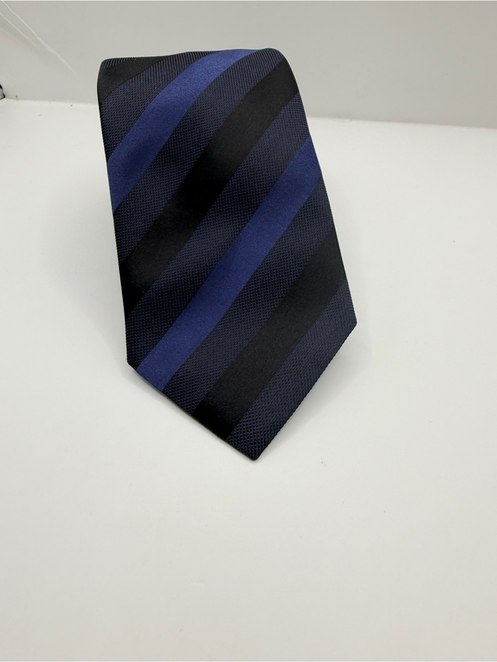 BOSS Black and Blue Diagonal Stripe Silk Tie